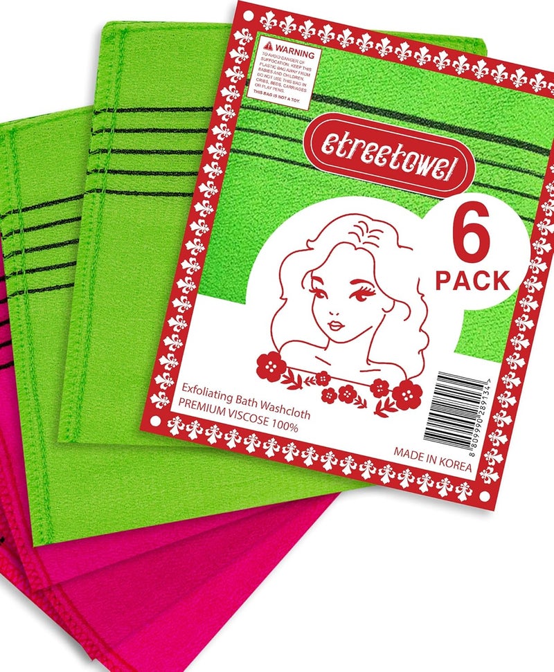 etreetowel Exfoliating Bath Washcloths - 6 Pack - Image 1